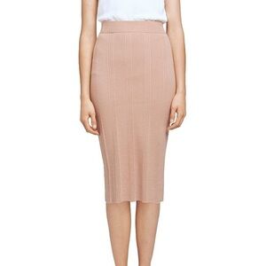 L’Agence Tan Jessica Knit Pencil Knee Length Skirt